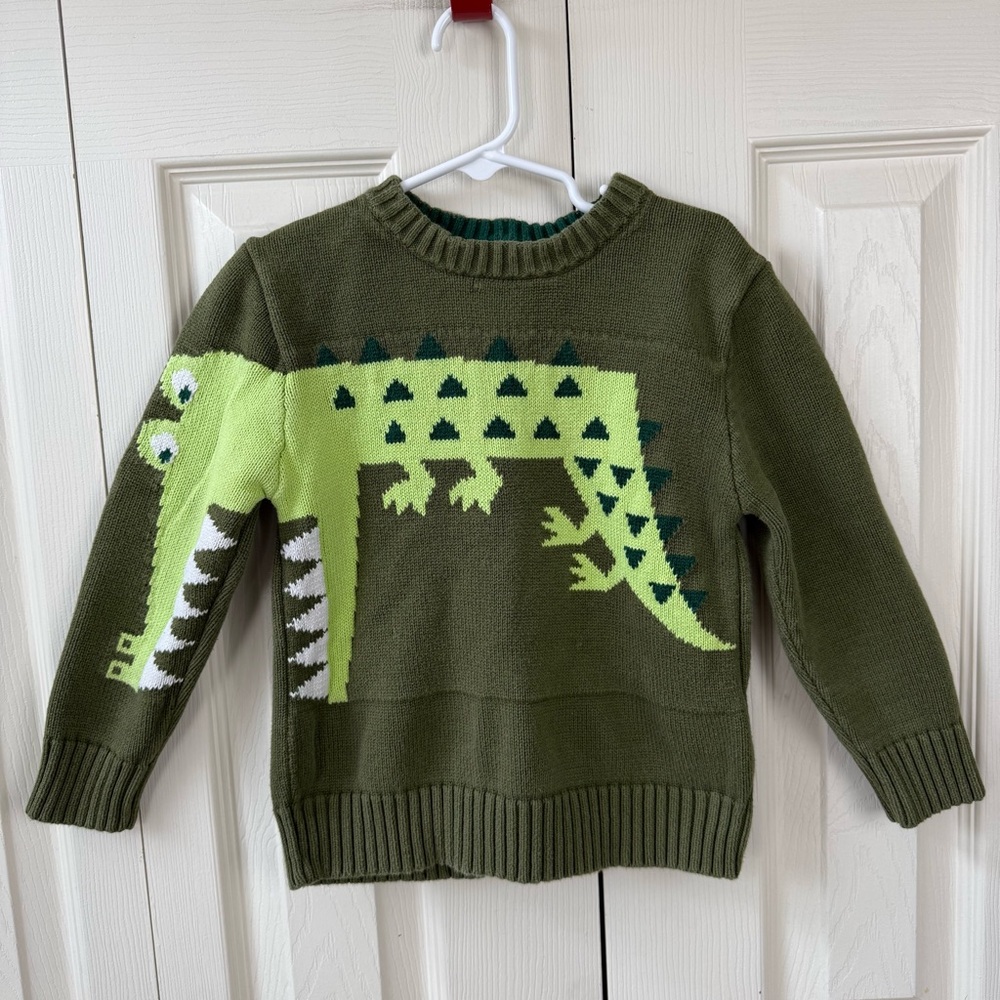 Cat & Jack Toddler Olive Green Alligator Pullover Sweater Boys Size 5T